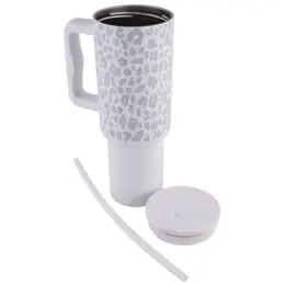 Leopard Print Travel Mug White Open